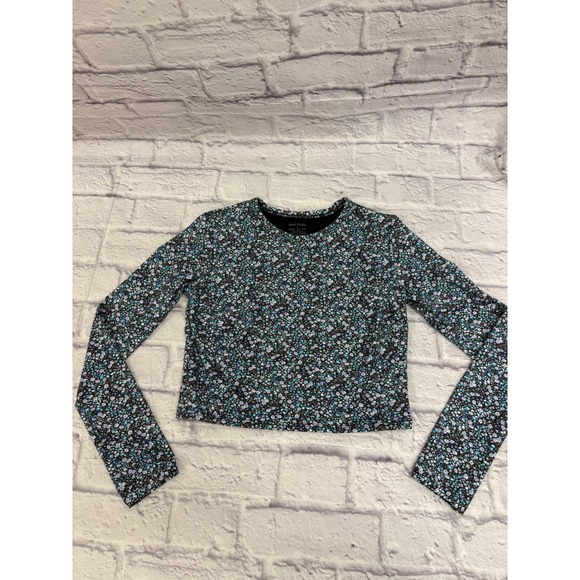 Matteau Other - Matteau Floral Long Sleeve Crop Tankini Swim Top Blue Ditsy Print Size US 8